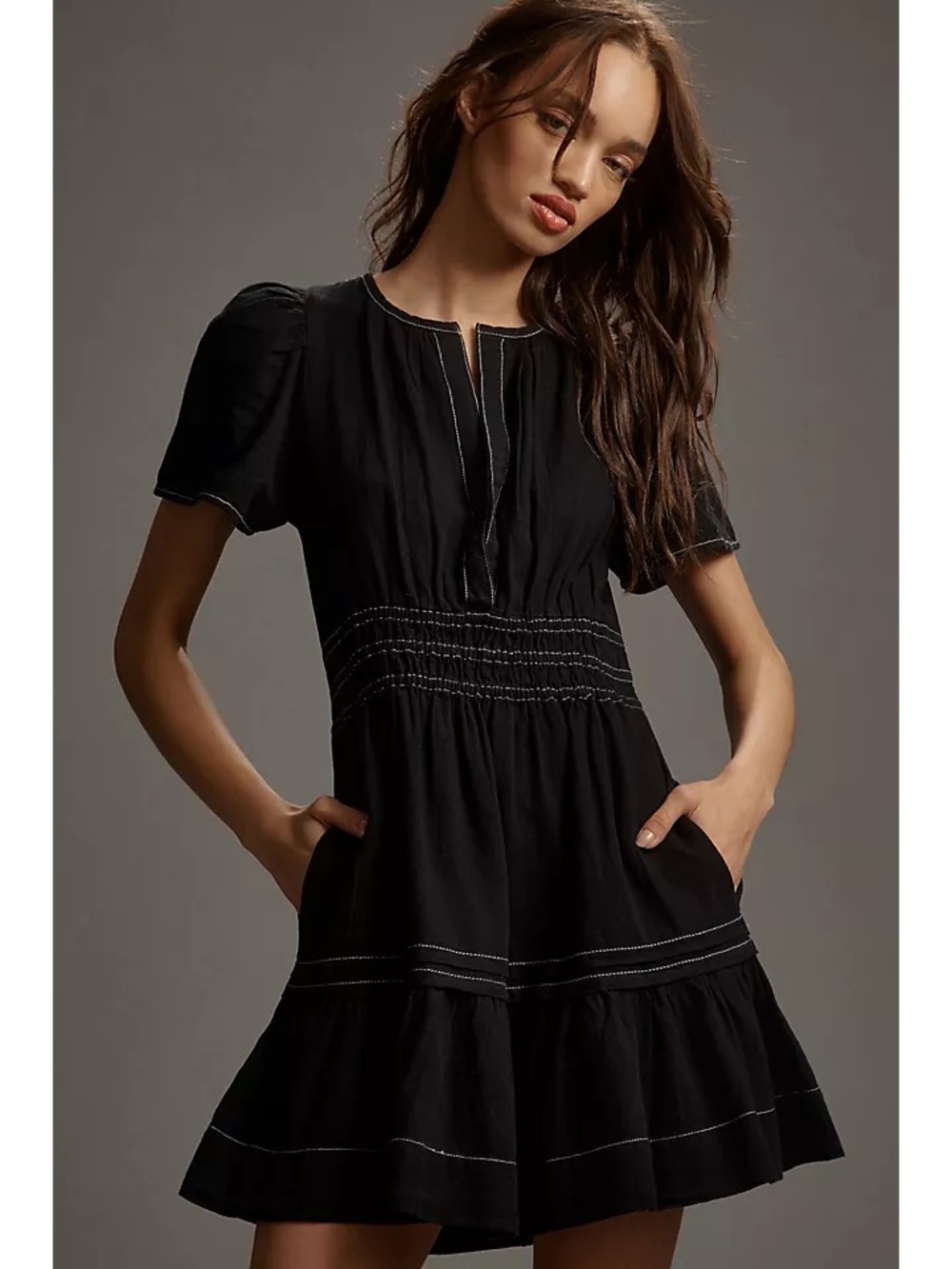 NWT Anthropologie Sommerset Mini Dress - Black Petite